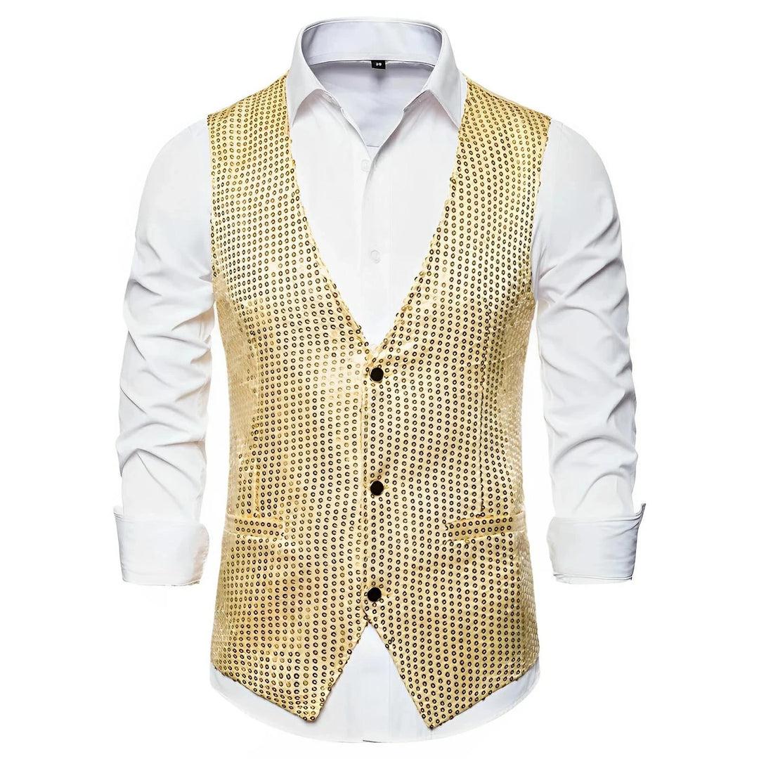 Delaney Sequin Vest Wynston Duke Gold S 
