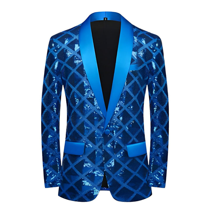 Ellison Sequin Blazer Wynston Duke Blue 36R 