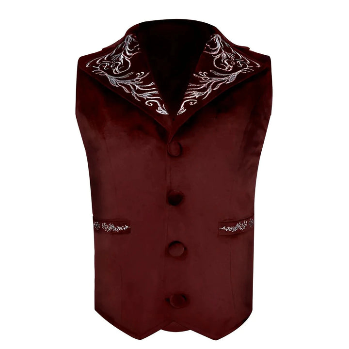 Hollingsworth Embroidered Vest Wynston Duke Burgundy 2XS 
