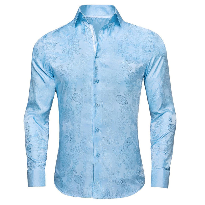Merrick Silk Shirt Wynston Duke Sky Blue 2XS 