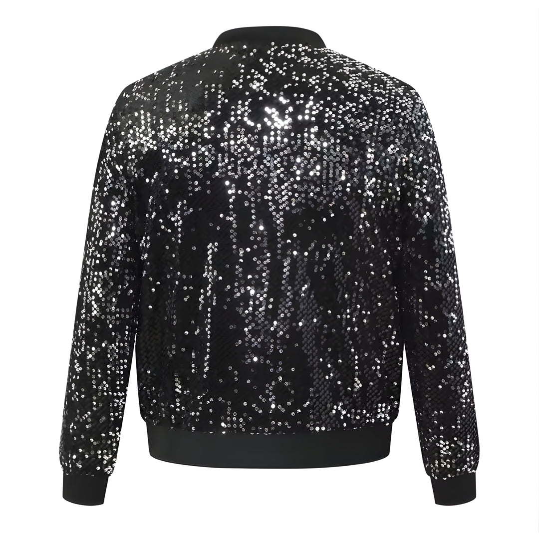 Noir Sequin Bomber Jacket Watson Duke 