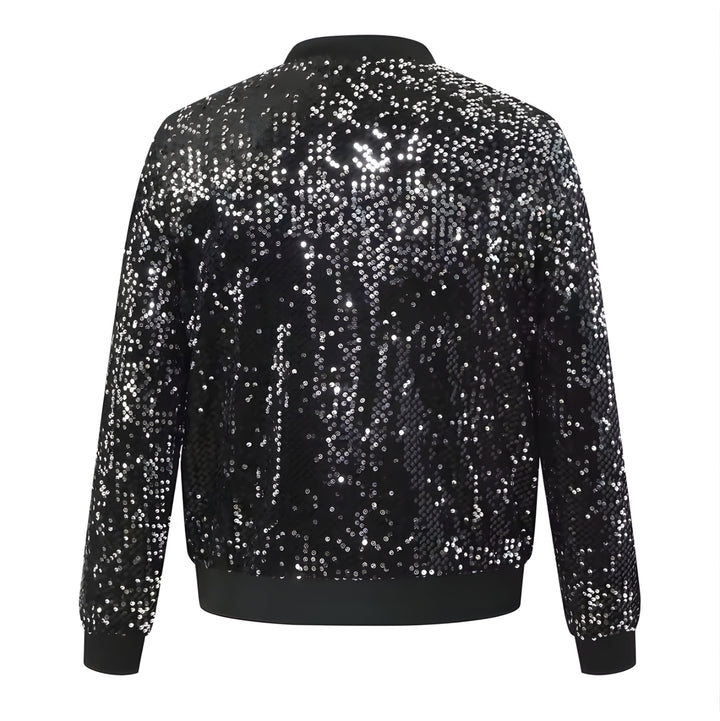 Noir Sequin Bomber Jacket Watson Duke 