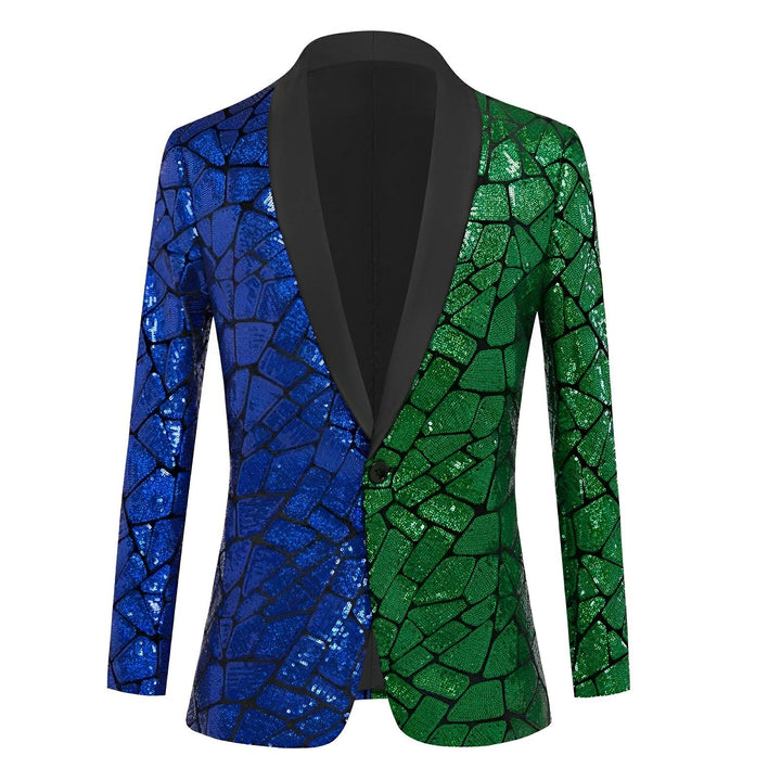 The Geo Splice Sequin Slim Fit Blazer Suit Jacket Wynston Duke XS 