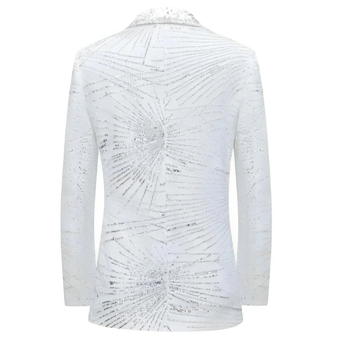 The Starlito Sequin Slim Fit Blazer Suit Jacket - White Wynston Duke 