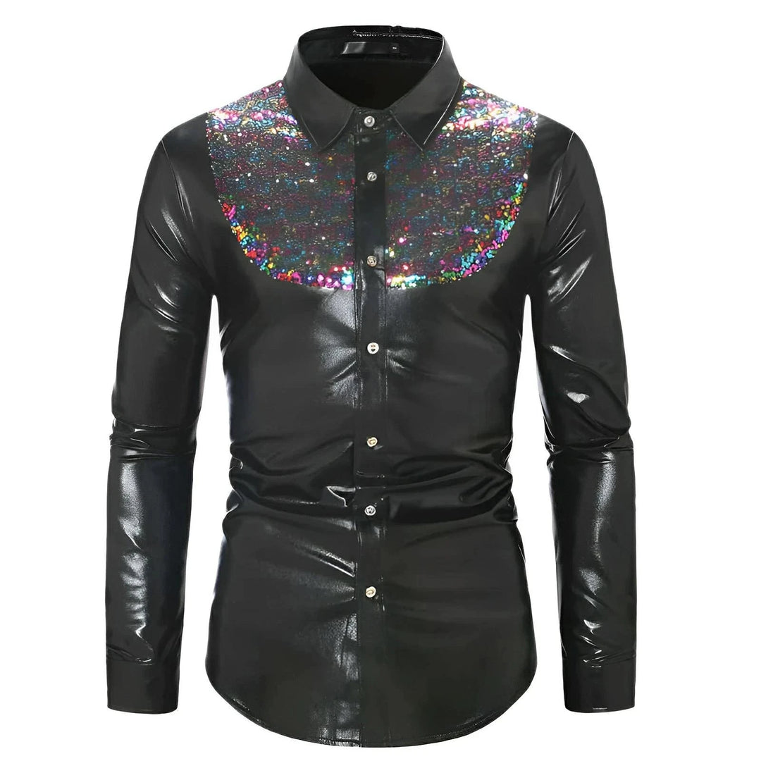 Wetherby Sequin Shirt Wynston Duke Silver Black S 